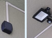 屋外用赤外線センサーライトの取り付け